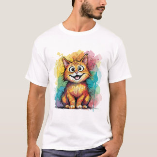 Süßes farbenfrohes Katzenkunst-T-Shirt – Lustige g T-Shirt