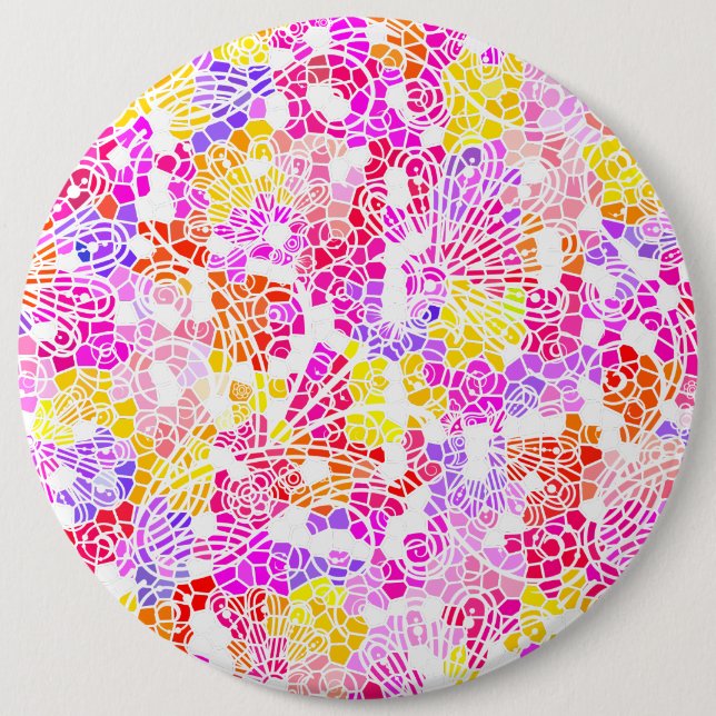 Süßes farbenfrohes Mädchen-Abstract-Blumenmuster Button (Vorderseite)