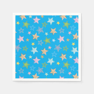 Süßes, farbenfrohes Pastell-Sterne-Muster Serviette