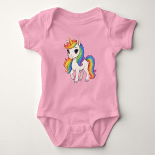 Süßes, farbenfrohes Regenbogen-Einhorn-Baby-Bodyan Baby Strampler