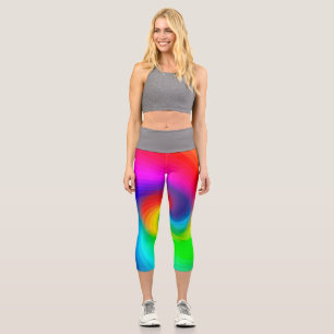 Süßes farbenfrohes Tie-Dye-Regenbogen-Swirbel-Kuns Capri Leggings