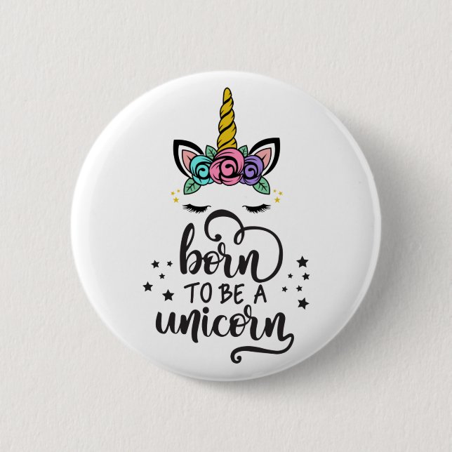 Süßes Farbmagisches Einhorn Button (Vorderseite)