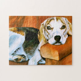 Süßes faules Beagle-Puzzlespiel