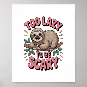 Süßes Faultier auf Ast mit Verspieltem Poster