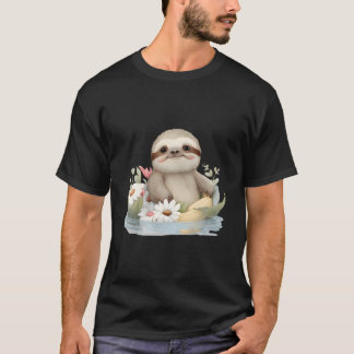 Süßes Faultier badet im See Baden Schwimmen R T-Shirt