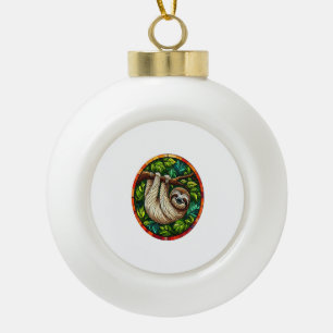 Süßes Faultier-Buntglas-Ornament Keramik Kugel-Ornament
