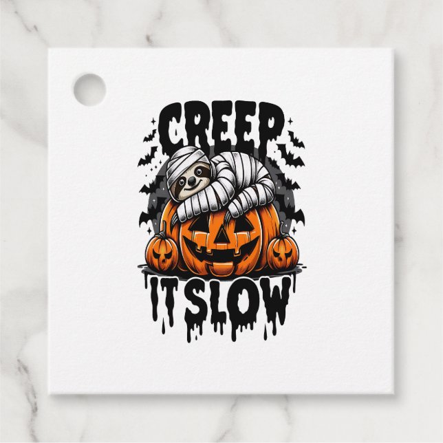 Süßes Faultier Frohes Halloween Geschenkanhänger (Vorderseite)