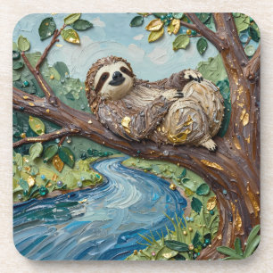 Süßes Faultier im Baum Trinkuntersetzer Acryl-St Getränkeuntersetzer