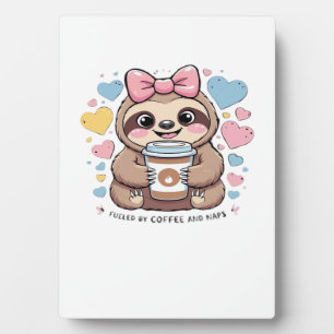 Süßes Faultier Kaffeeliebhaber-Shirt � Lustig ange Fotoplatte
