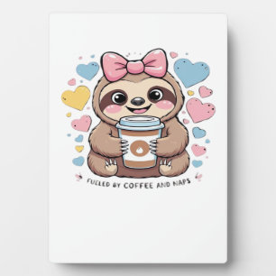 Süßes Faultier Kaffeeliebhaber-Shirt � Lustig ange Fotoplatte