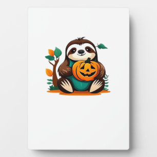 Süßes Faultier mit Kürbis Halloween Cartoon Vektor Fotoplatte