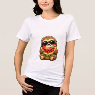 Süßes Faultier mit Wassermelone Tri-Blend Shirt