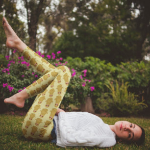 Süßes Faultier Tier Yoga Lotus-Pose Blassgelb  Leggings
