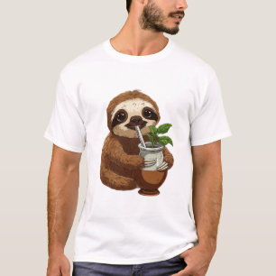 Süßes Faultier trinkt Yerba Mate � Adorable Kawaii T-Shirt