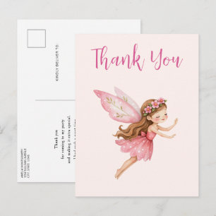 Süßes Feenmädchen im rosa Kleid Danke Postkarte