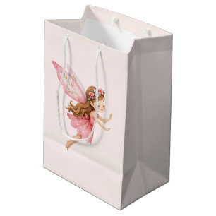Süßes Feenmädchen in einem rosa Kleid - Whimsical Mittlere Geschenktüte