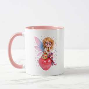Süßes Feenmädchen mit roter Brille Tasse
