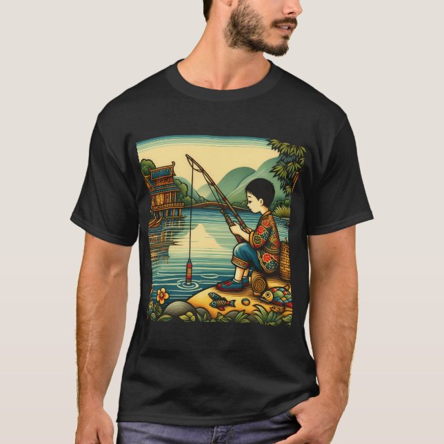 Süßes Fischerboot (Kreis) T-Shirt (Vorderseite)