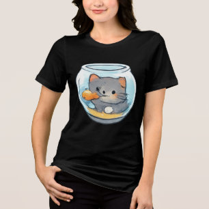 Süßes Fischglas-Kätzchen Tri-Blend Shirt