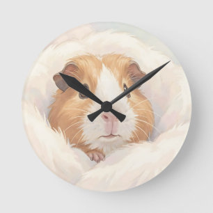 Süßes flauschiges Meerschweinchen-Porträt Runde Wanduhr