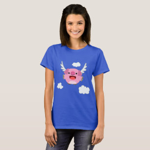 Süßes fliegendes Cartoon-Schwein Frauen T-Shirt