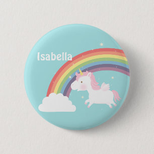 Süßes fliegendes Einhorn Regenbogen für Mädchen Button