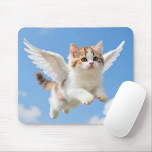 Süßes fliegendes Kätzchen Dreifarbiges Tigerchen B Mousepad