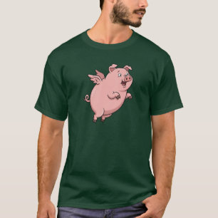 Süßes fliegendes Schwein-Cartoon T-Shirt