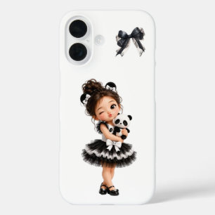 Süßes Flirt Mädchen Schwarze Schleife Panda iPhone 16 Hülle