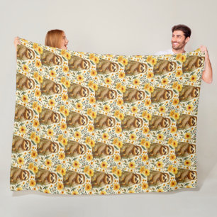 Süßes florales Faultier-Muster Fleecedecke
