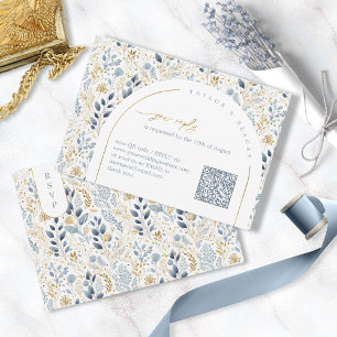 Süßes florales Hochzeitsmuster QR-Code ID1045 RSVP Karte