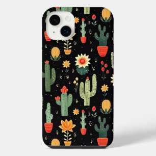Süßes florales Kaktusmuster iPhone 14 Plus Hülle