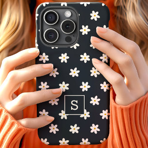 Süßes Florales Navy Gras-Lilie-Muster-Monogramm Case-Mate iPhone Hülle