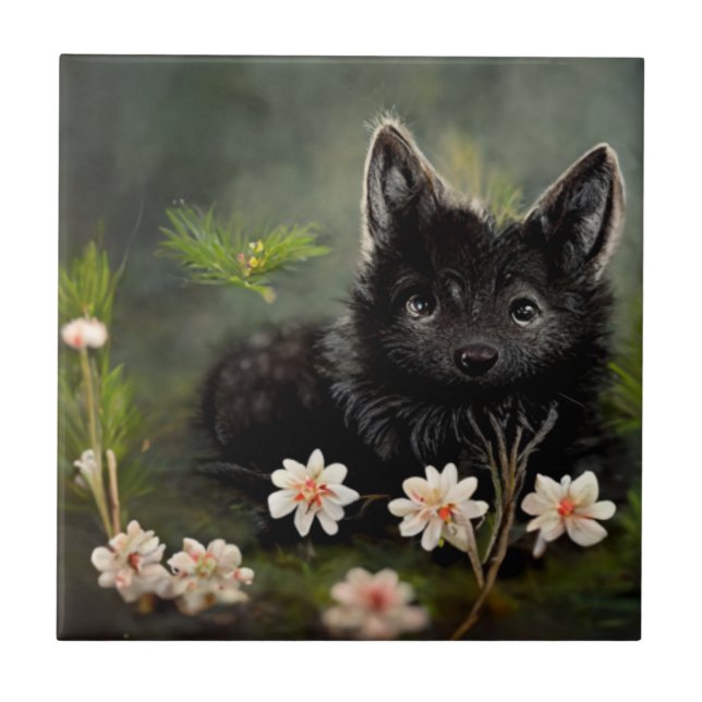 Süßes florales Wildtier Fliese (Vorderseite)