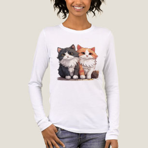 Süßes Fluffiges Katzen-Duo T-Shirt Ansprechende Tri-Blend Shirt