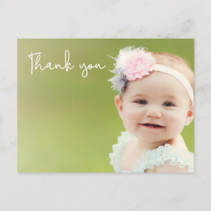 Süßes Foto Baby Mädchen 1. Geburtstag Danke Postkarte