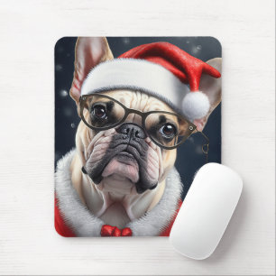 Süßes Französische Bulldogge Santa Weihnachts-Feie Mousepad