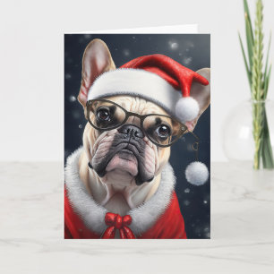 Süßes Französische Bulldogge Santa Weihnachtsfeier Karte