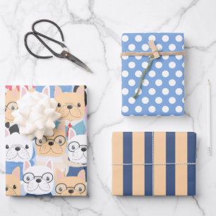 Süßes Französische Bulldoggen Geschenkpapier Set