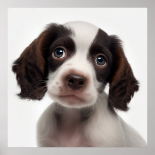 Süßes Französischer Spaniel Welpen-Hund-Porträt Po Poster