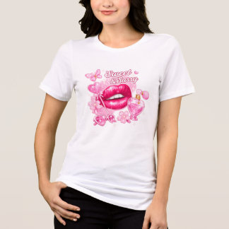 Süßes & Freches Rosa Coquette Grafik T-Shirt | Y2K Tri-Blend Shirt