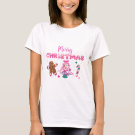 Süßes Frohe Weihnachten Lebkuchen und Bonbon Desig T-Shirt