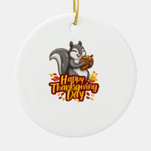 Süßes Fröhliches Erntedankfest-Eichhörnchen Classi Keramik Ornament