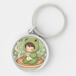 Süßes Frosch-Coffee-Tale-Design Schlüsselanhänger