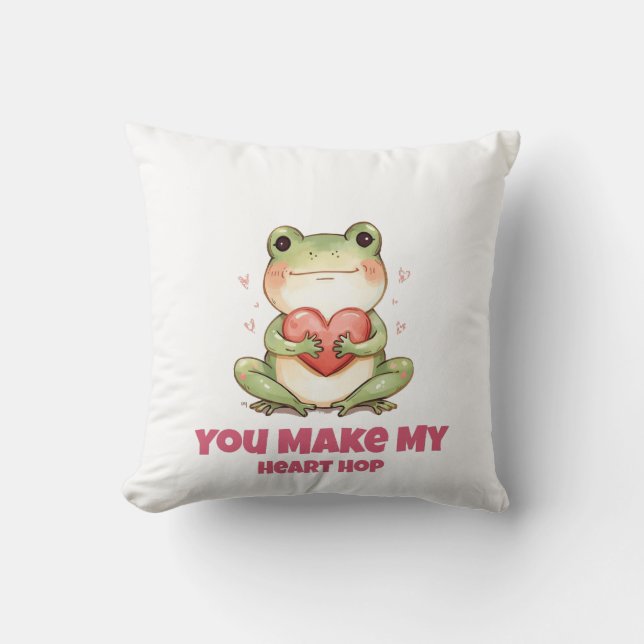 Süßes Frosch-Valentins-T-Shirt Kissen (Vorderseite)