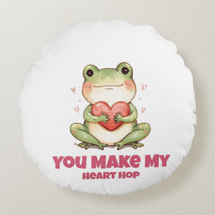 Süßes Frosch-Valentins-T-Shirt Rundes Kissen