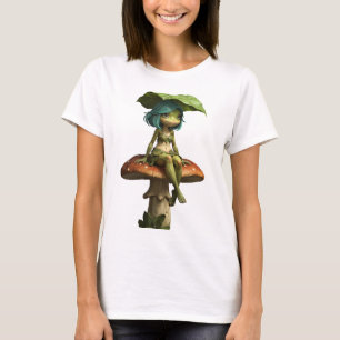 Süßes Froschmädchen sitzt auf einem Pilz T-Shirt