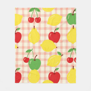 Süßes Frucht-Gingham-Muster Fleecedecke
