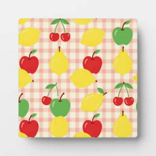 Süßes Frucht-Gingham-Muster Fotoplatte
