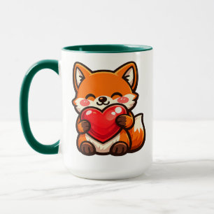 Süßes Fuchs-Herz-Tasse – Kawaii Fuchs mit rotem He Tasse